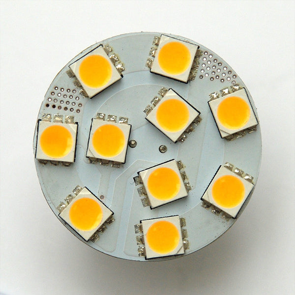 G4 10 SMD 5050 LED Planar Disc Lamp: Back Pin, Red