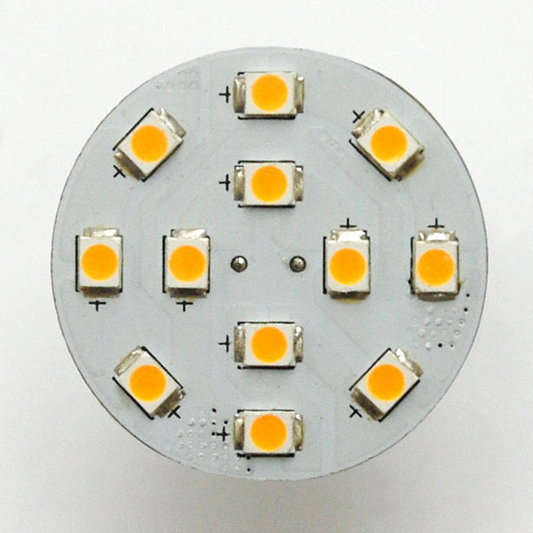 G4 12 SMD 2835 High Output LED Planar Disc Lamp: Long Back Pin, Protected