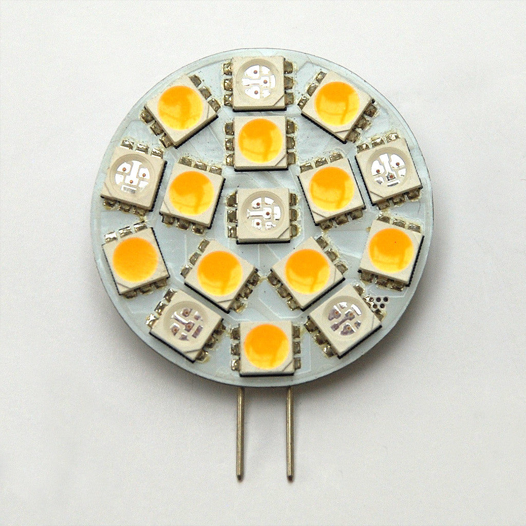 G4 16 SMD 5050 Planar Disc Lamp: Red / White, Side Pin