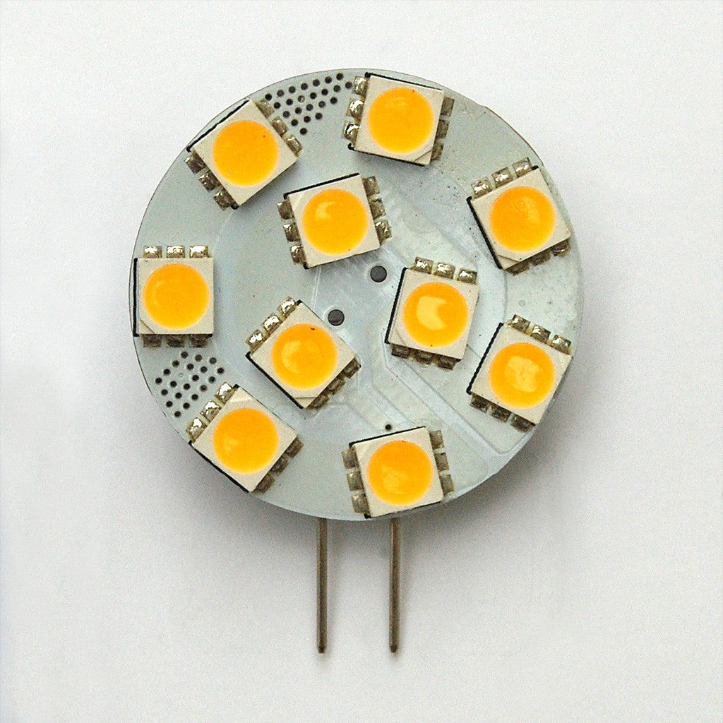 G4 10 SMD 5050 LED Planar Disc Lamp: Side Pin, Protected